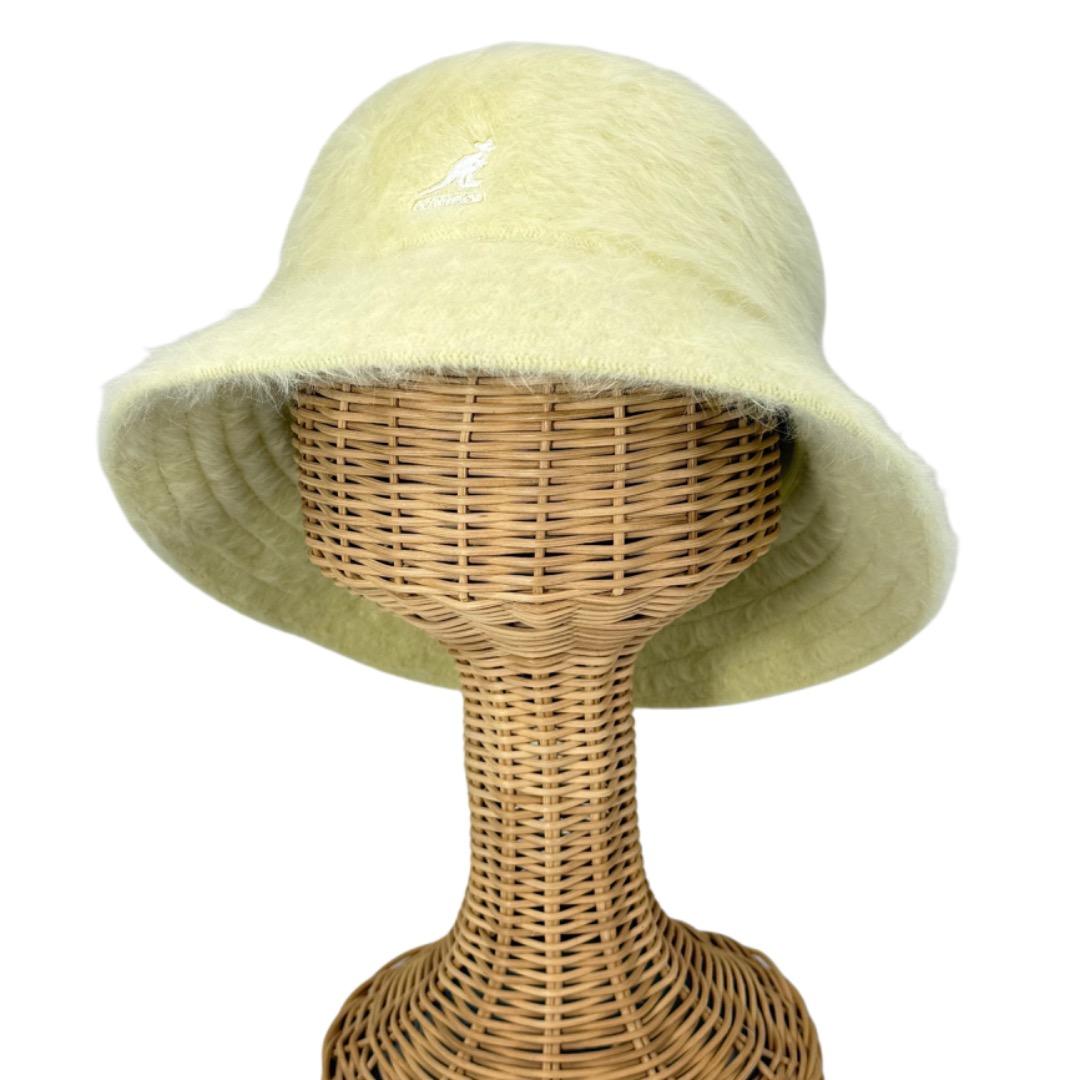 新色⭐️KANGOL　ファーゴラバケット　イエロー　Lサイズ　アンゴラ