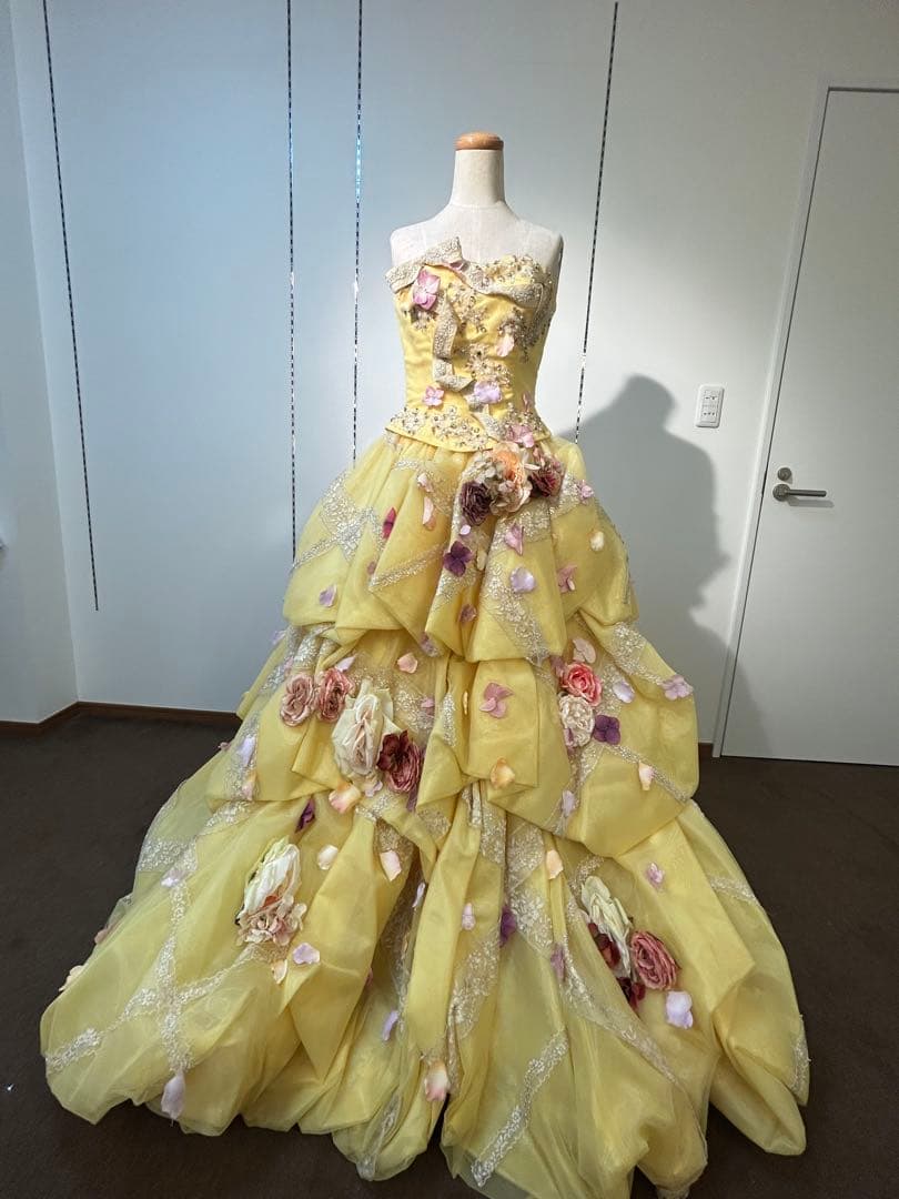イエローフラワー装飾カラードレス 9-13T