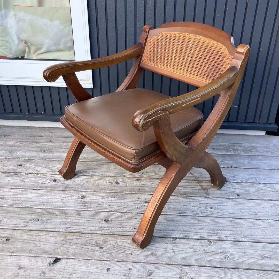 マルニ木工 木製アームチェア ラタンチェア 一人掛けソファー ダイニングチェア