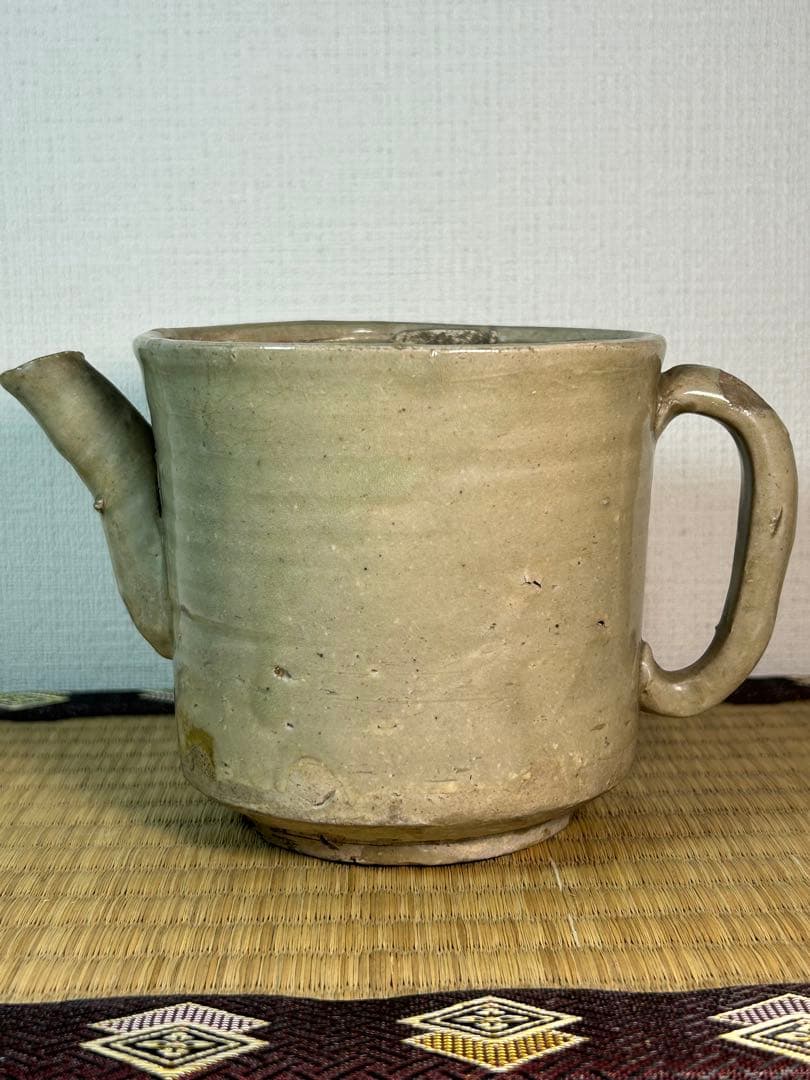 御深井焼水注　湯桶　葡萄印判図 江戸時代　蓋無し