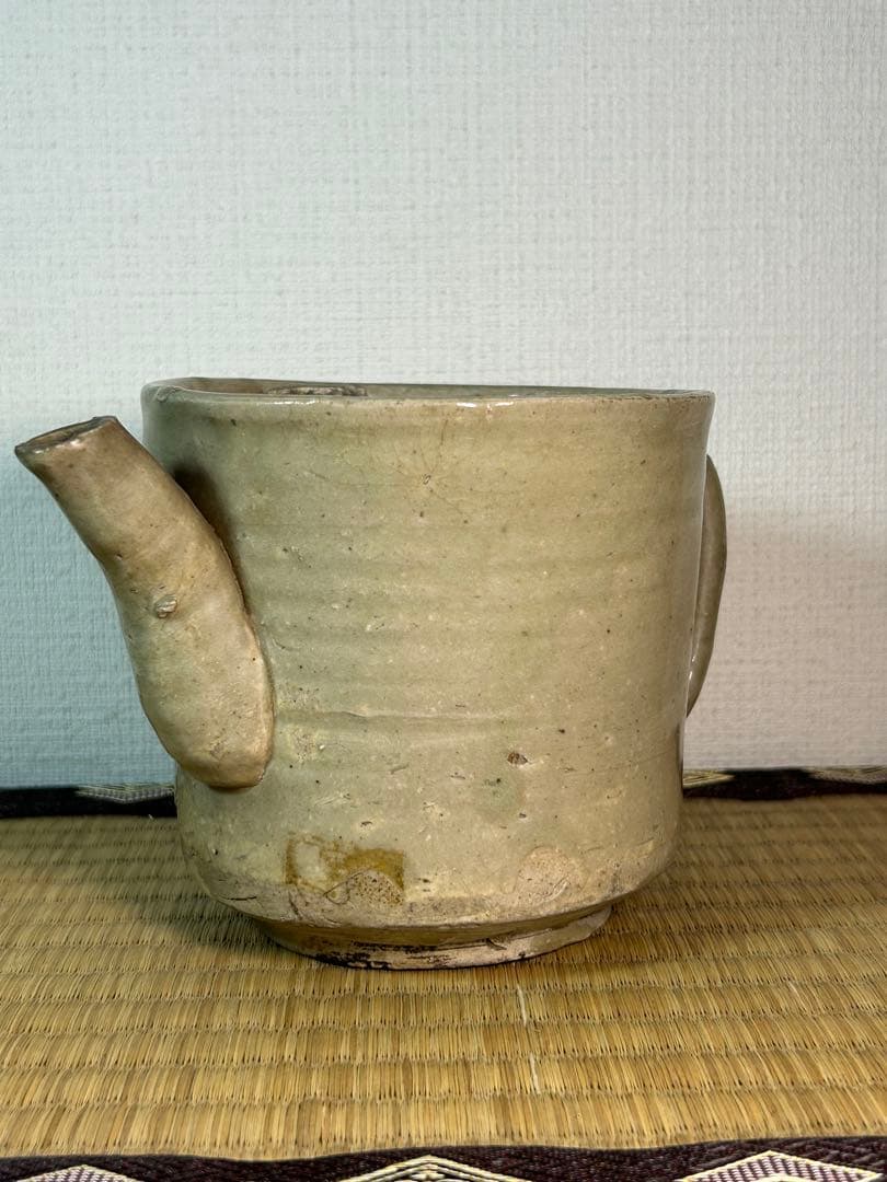 御深井焼水注　湯桶　葡萄印判図 江戸時代　蓋無し