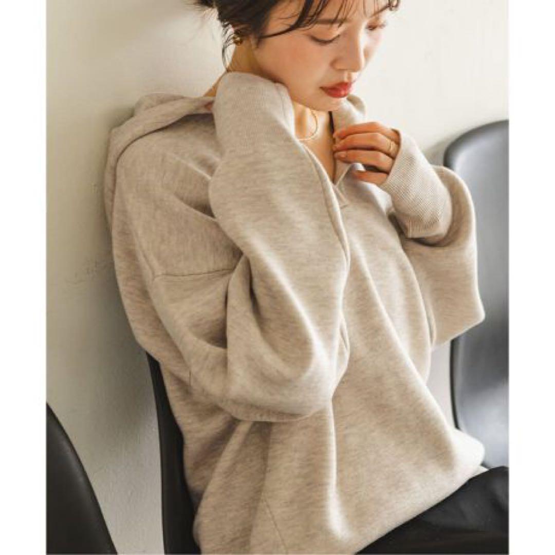 【美品】　ノーブル　接結タック編みフードプルオーバー　ナチュラル