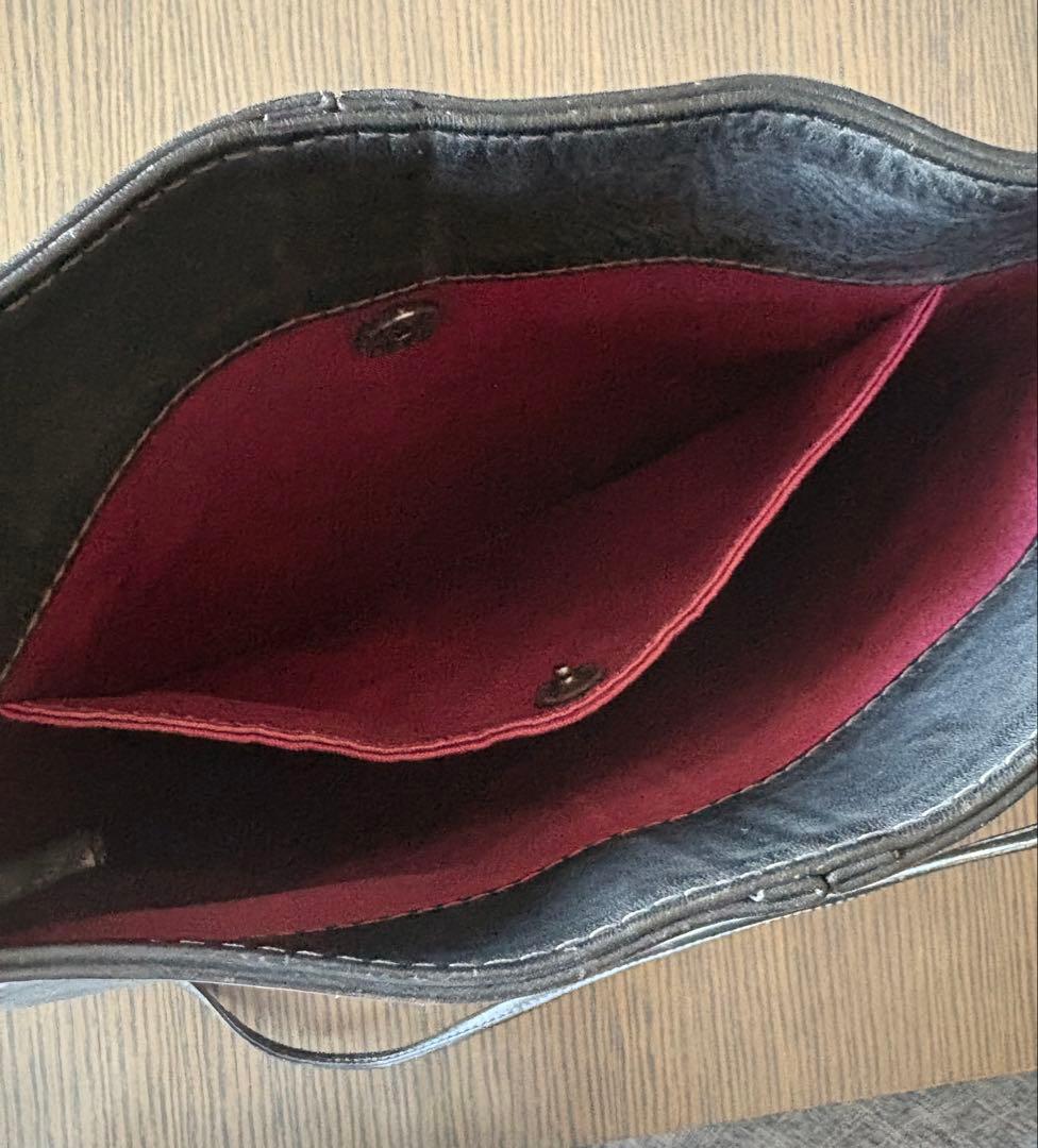 ATTACHMENT 黒 レザー ショルダーバッグ