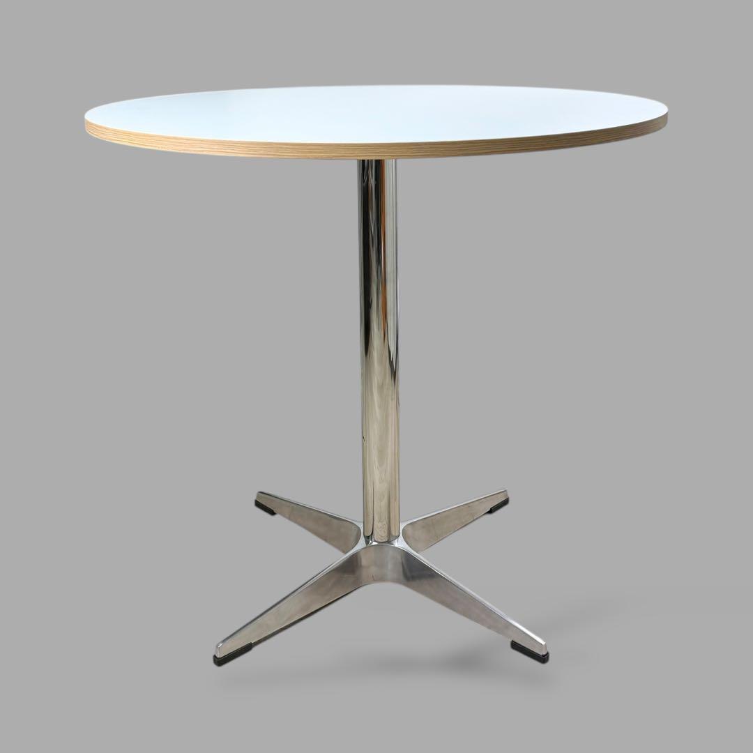 カフェテーブル 丸 ラウンド 円形 スチール アルミ脚 ホワイト 白 ナチュラル