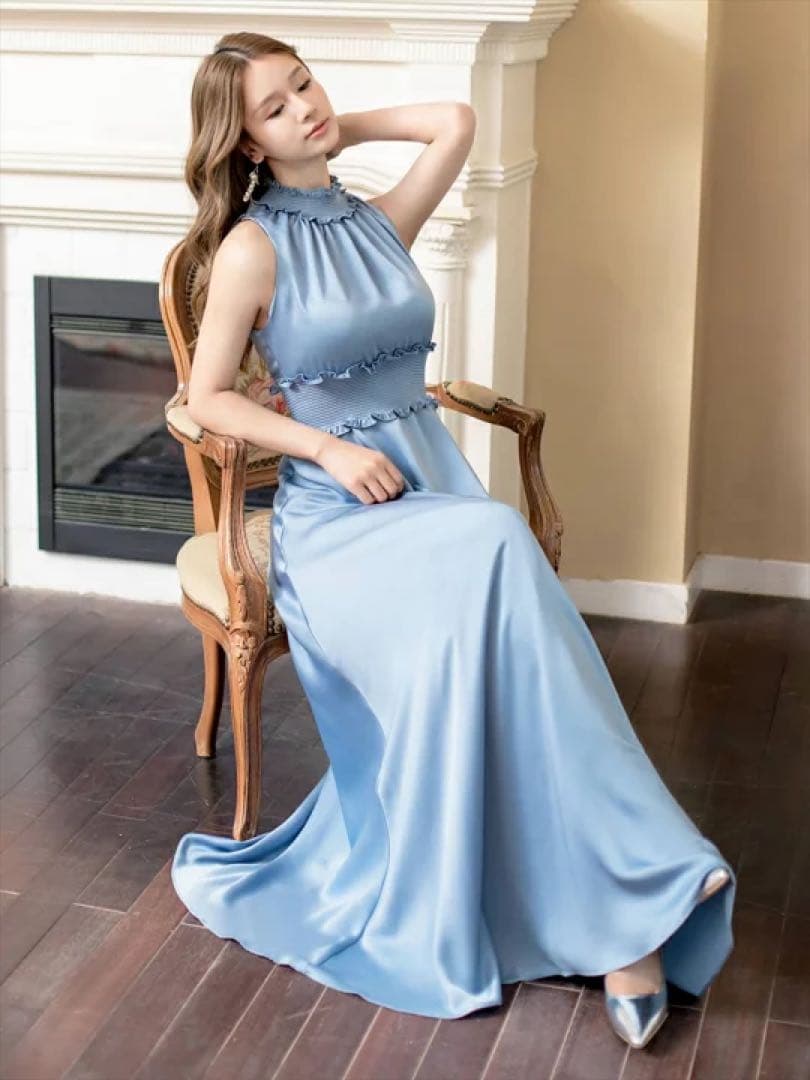 GINZA COUTURE ライトブルー マキシドレス