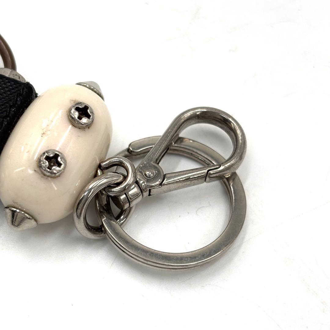 正規品 プラダ エドワード キーホルダー ロボット 三角ロゴ サフィアーノレザー