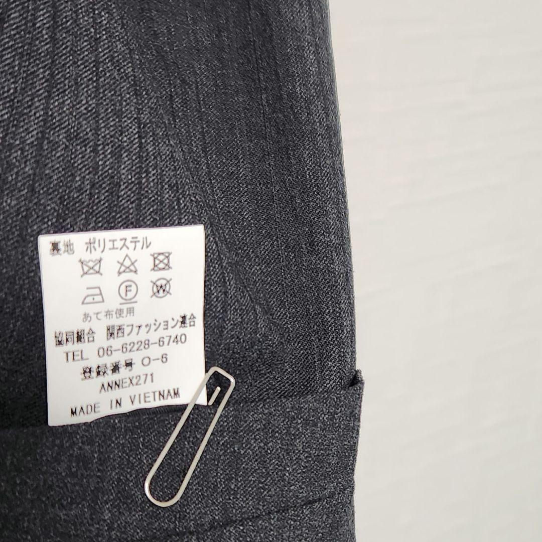 リスペクトネロ　メンズ　スーツ　スリーピース　グレー　ストライプ　細身　ウール混