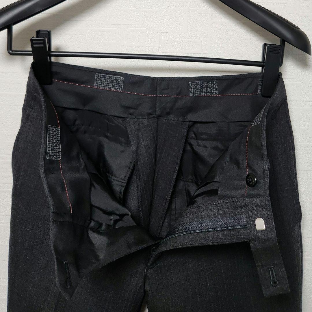 リスペクトネロ　メンズ　スーツ　スリーピース　グレー　ストライプ　細身　ウール混