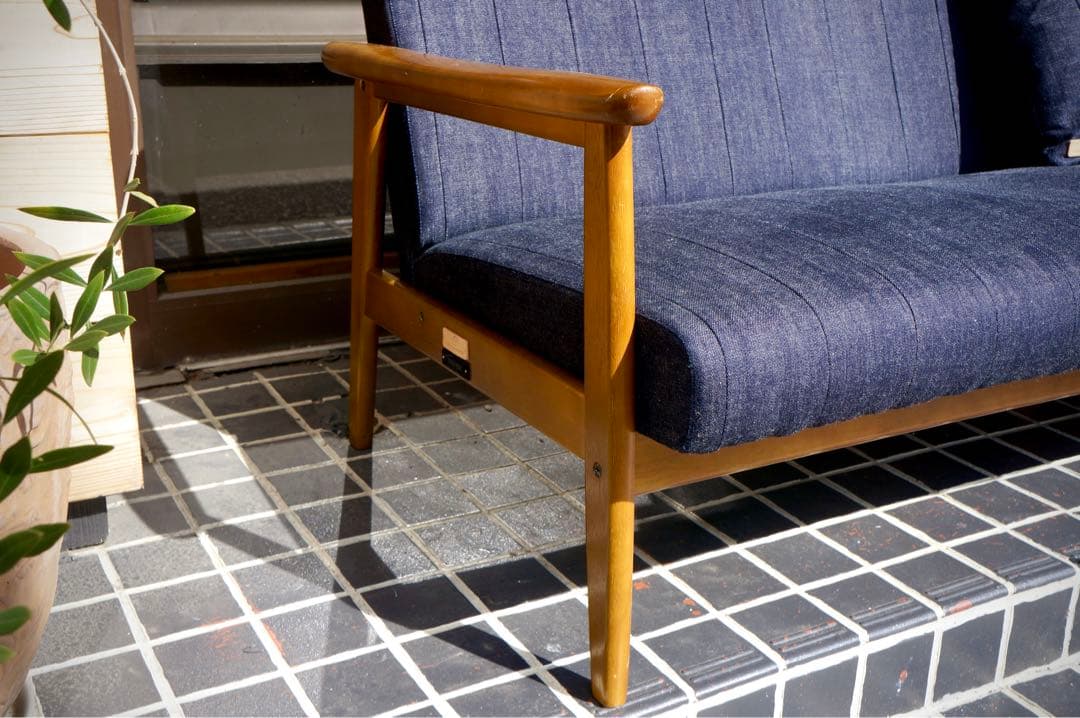 【カリモク60】【クッション付】Kチェア 2シーター 岡山産セルビッチデニム