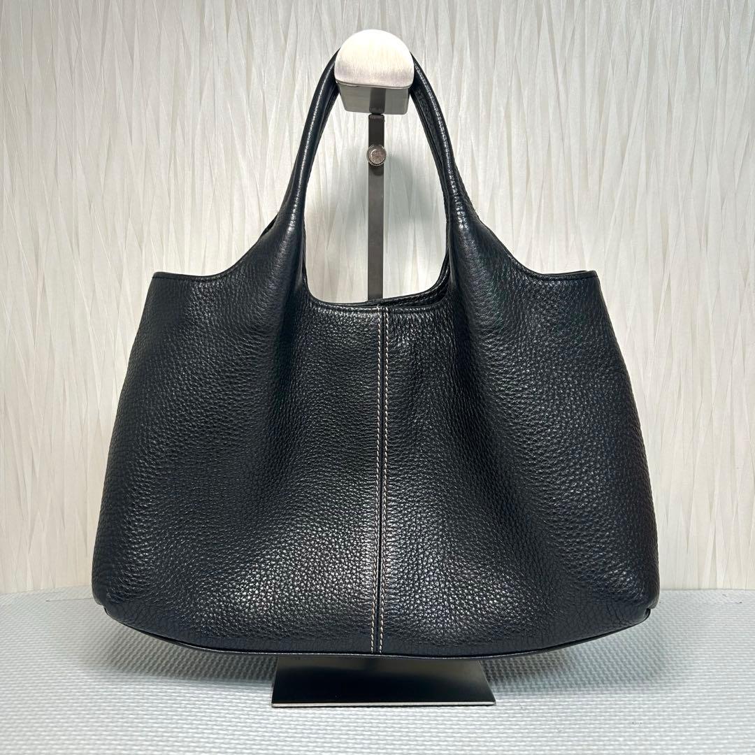 WAKO ワコウ 銀座和光 ブラック 黒 シボ革 レザー　ハンドバッグ