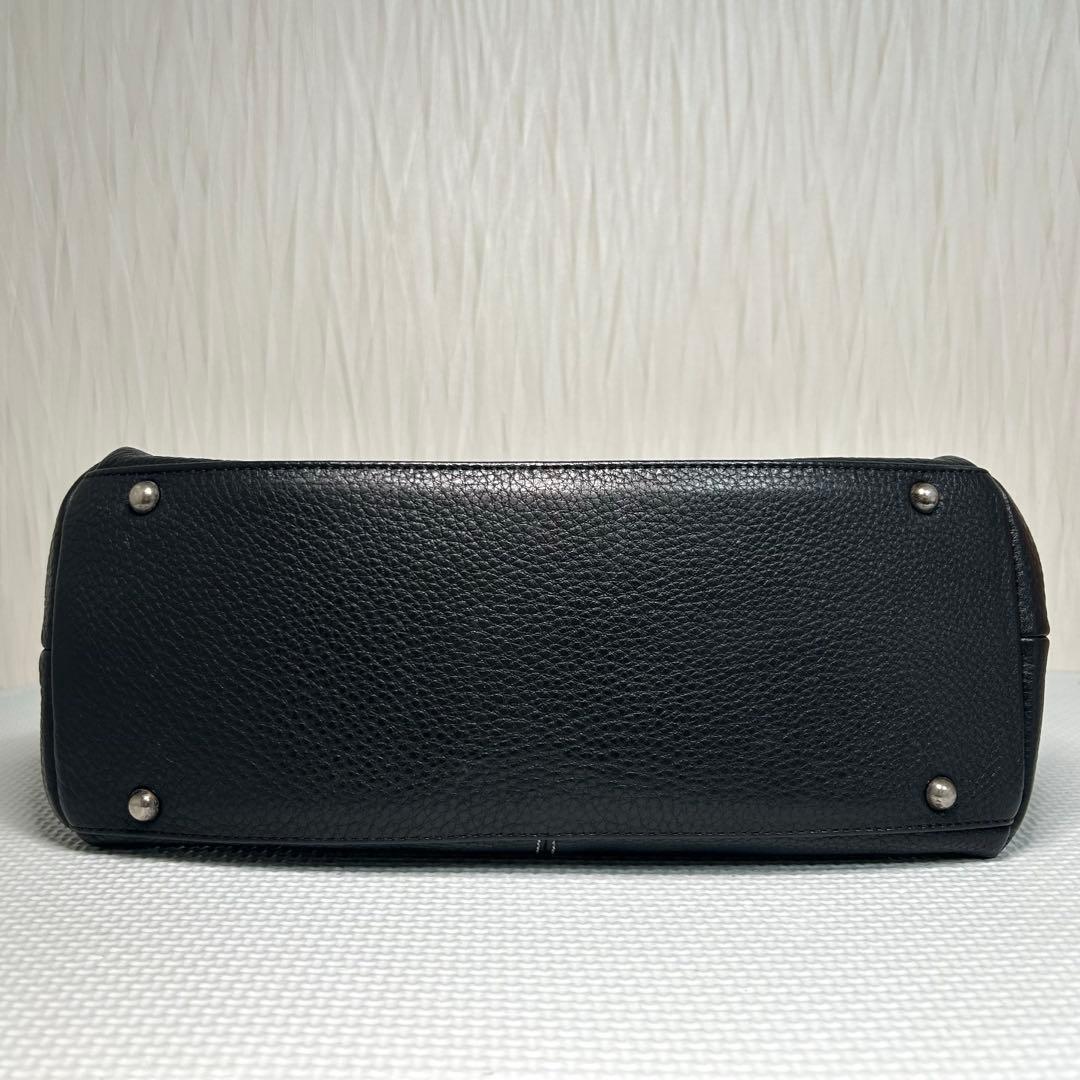 WAKO ワコウ 銀座和光 ブラック 黒 シボ革 レザー　ハンドバッグ