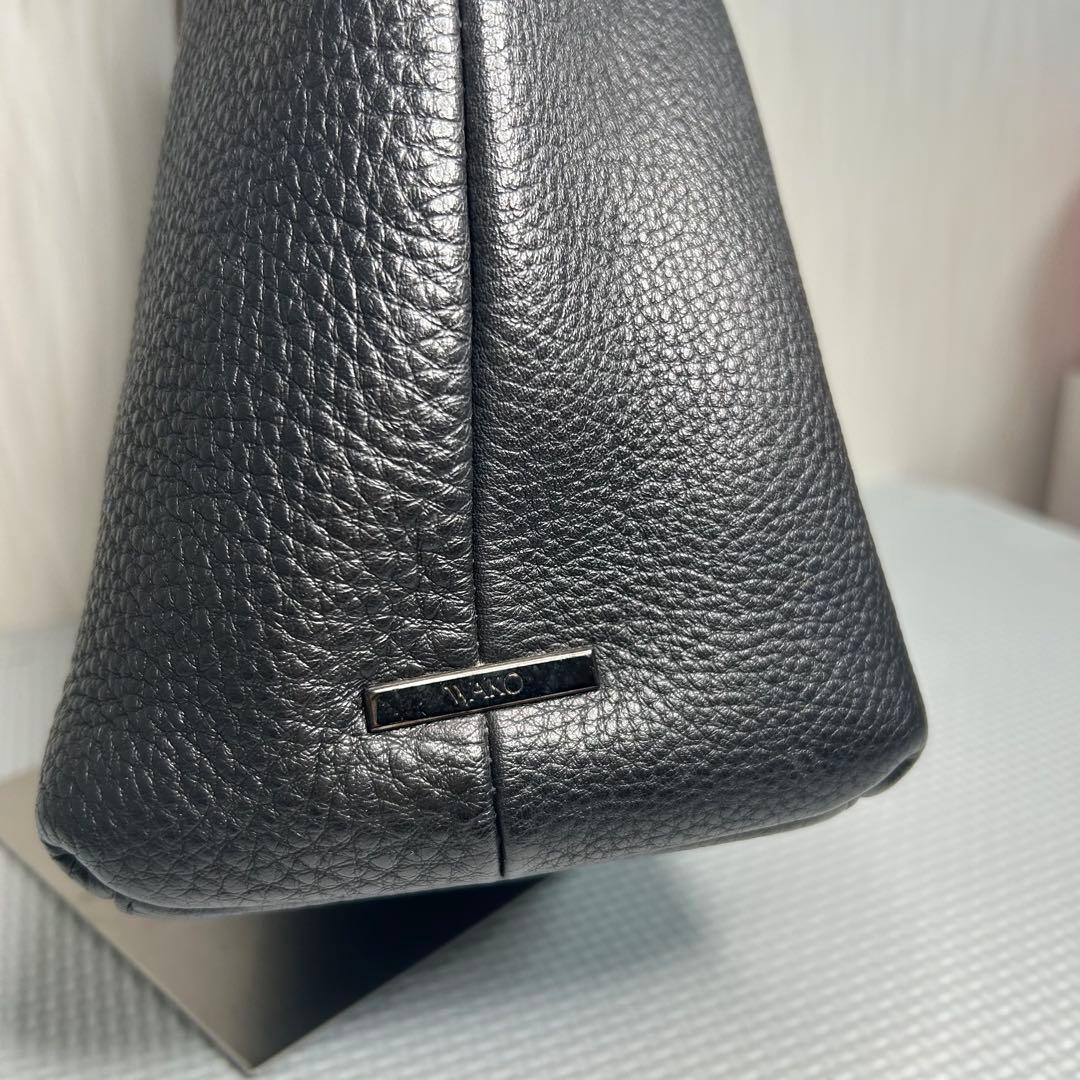 WAKO ワコウ 銀座和光 ブラック 黒 シボ革 レザー　ハンドバッグ