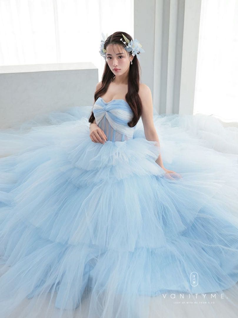 vanityME 4段チュールスカート バースデードレス ブルー