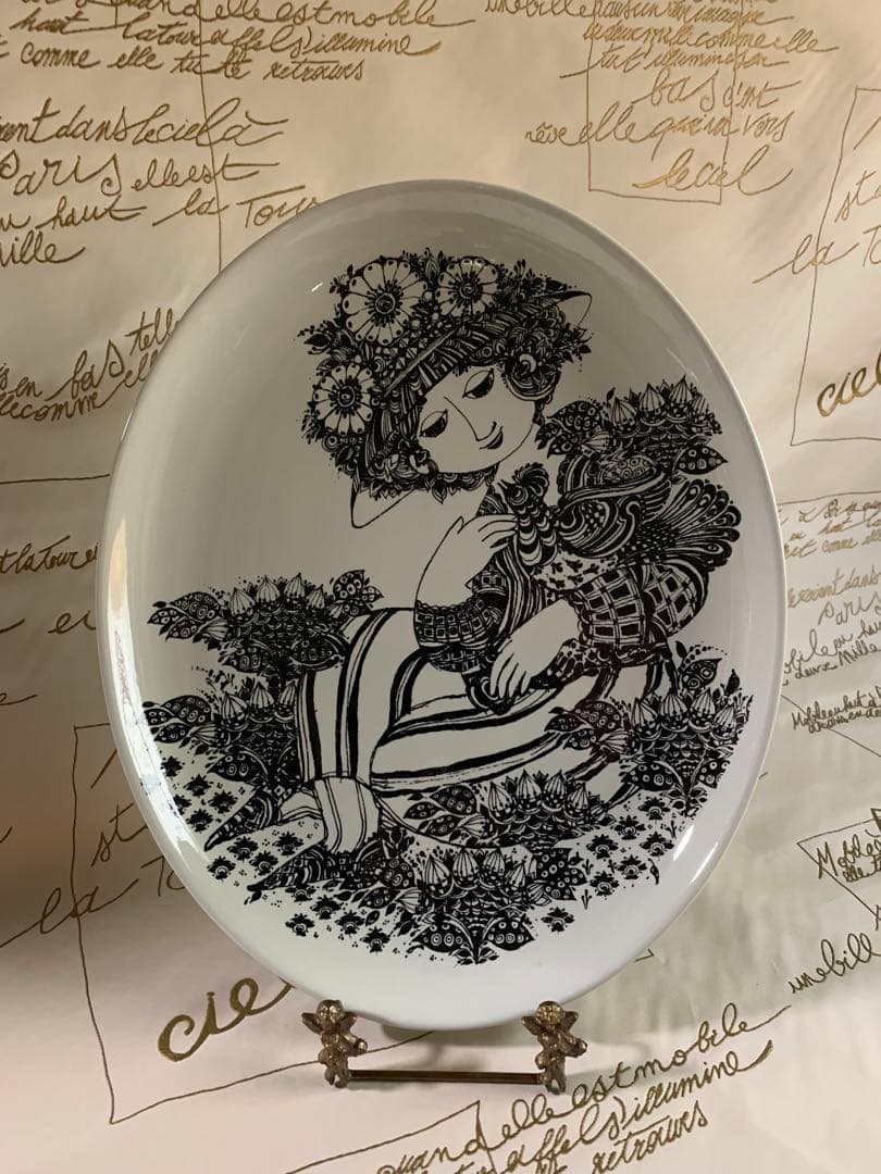 ビヨンヴィンブラッド　ニモール窯ビンテージの少女パロマ大型絵皿　saku様