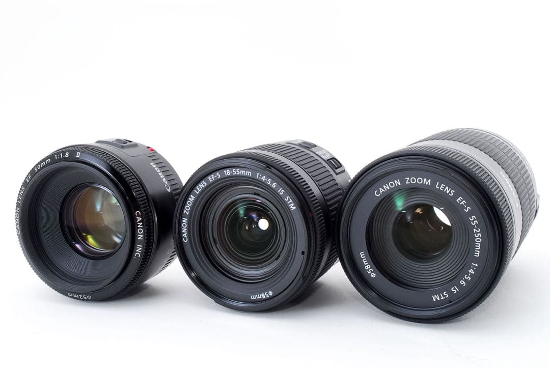 一眼レフカメラcanon kiss x10i標準&望遠&単焦点レンズセット