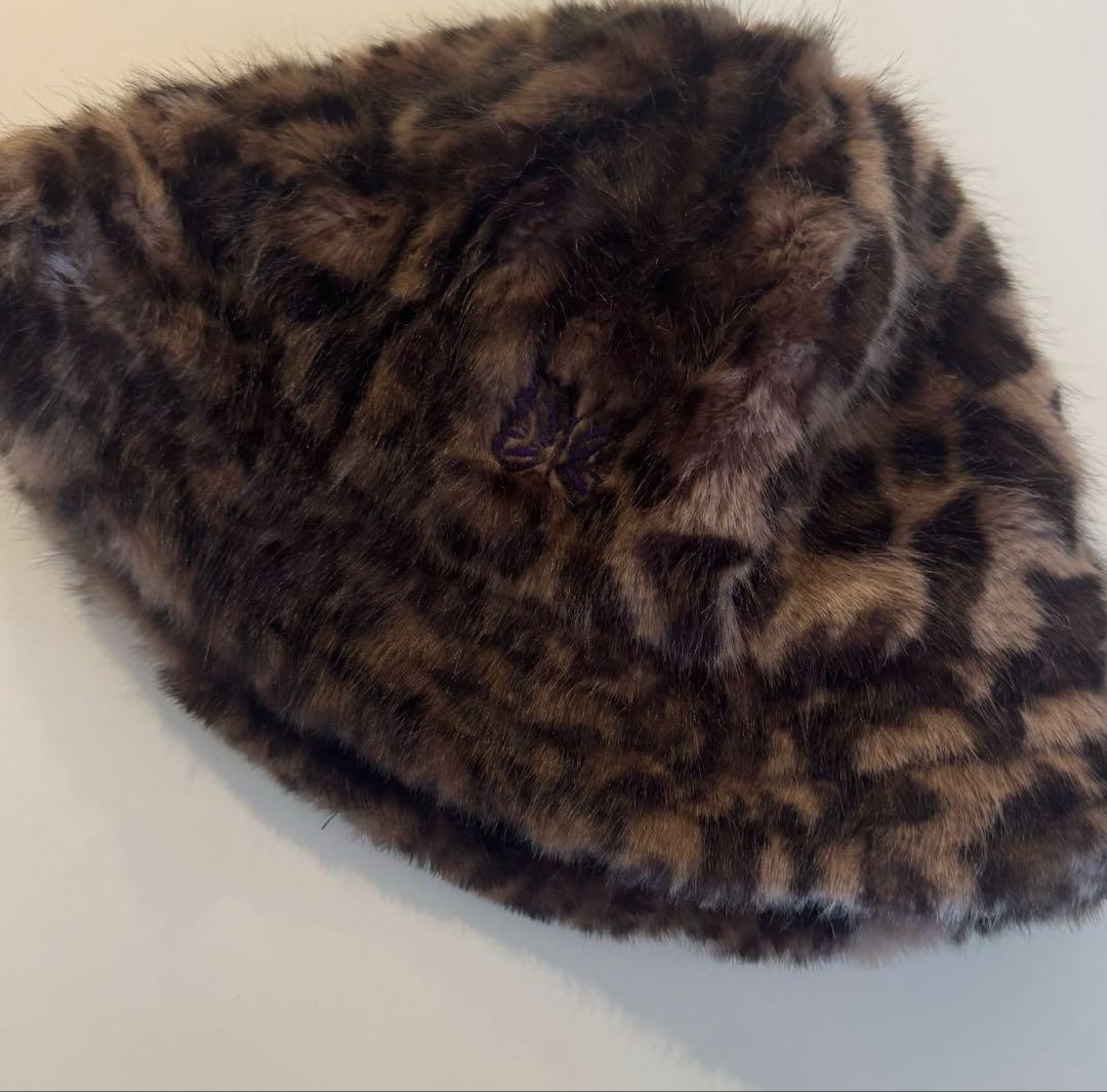 Needles レオパード　ファーハット　バケットハット　Lサイズ