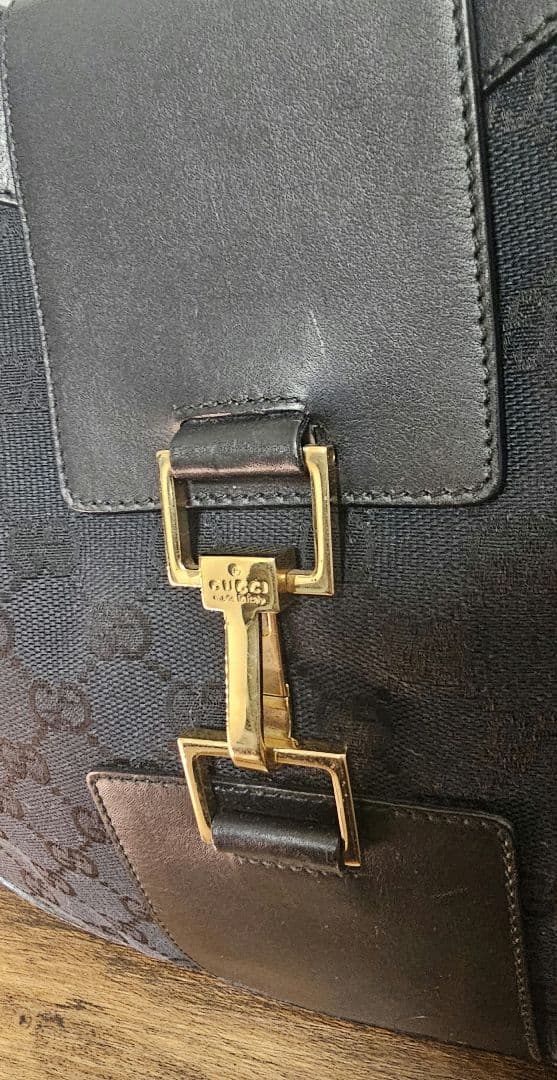 美品✨GUCCI グッチ ショルダーバッグ 黒 GGキャンバス ジャッキーレザー