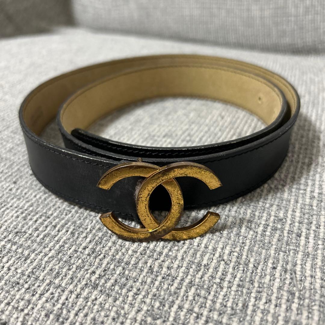 【きざき】CHANEL ブラックレザーベルト サイズ65