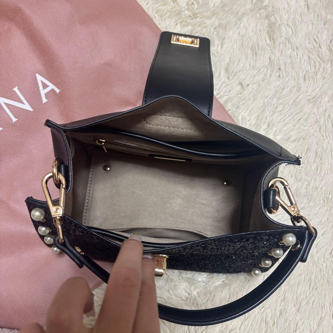 DIANA ダイアナ キラキラグリッターハンドバッグ