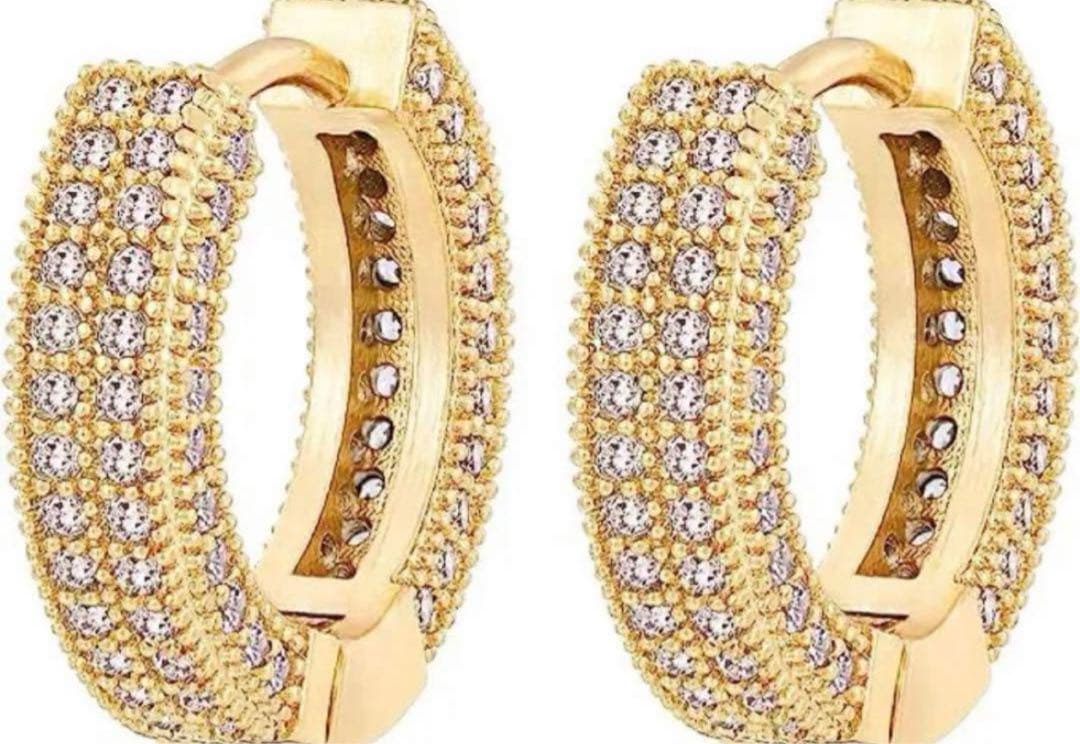 e135フープピアス メンズ 18G 両耳 直径15.5ｍｍ CZダイヤ K14