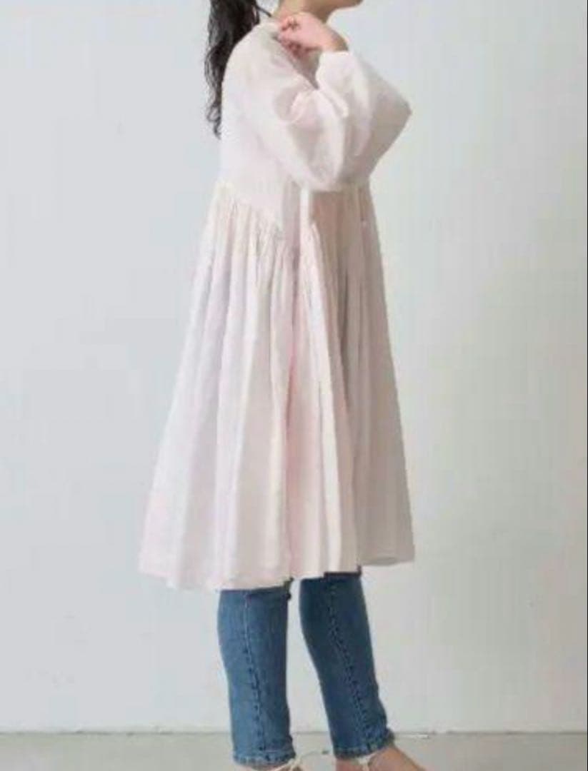 極美品❤️ビアズリー2wayリネンギャザーチュニックワンピース　ベビーピンク洗える