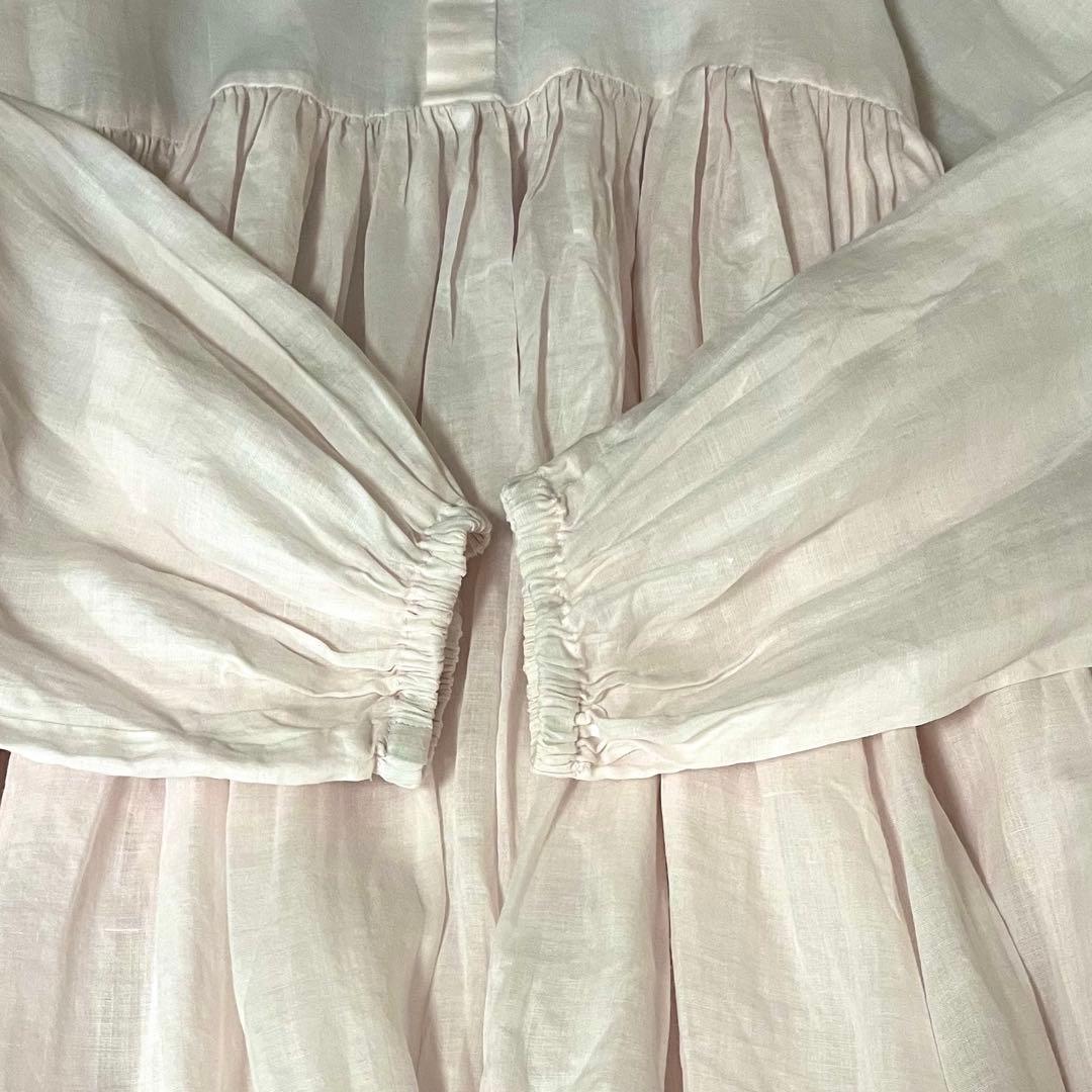 極美品❤️ビアズリー2wayリネンギャザーチュニックワンピース　ベビーピンク洗える