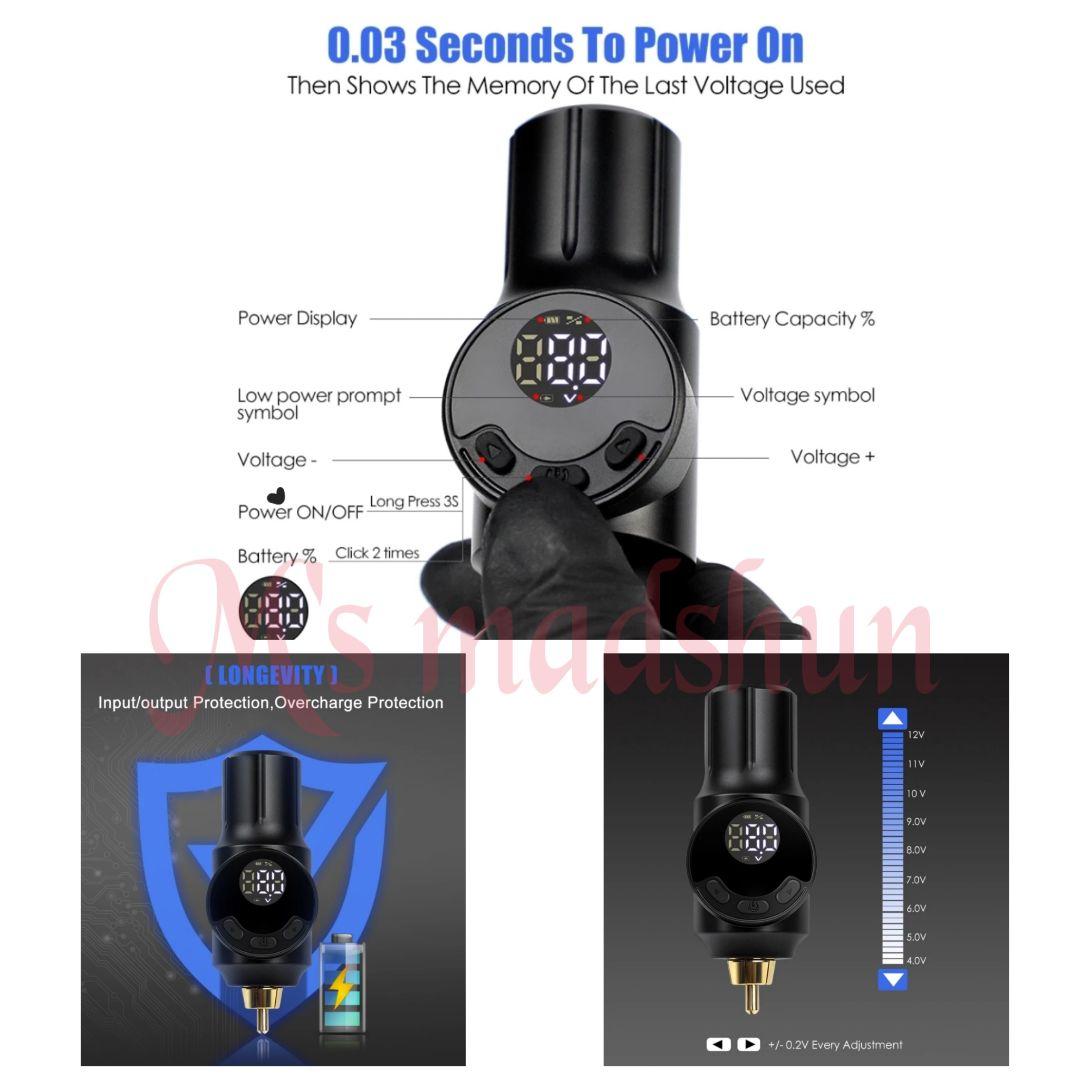 NEW タトゥー ワイヤレス パワーサプライ タトゥーマシン アートメイク 電源