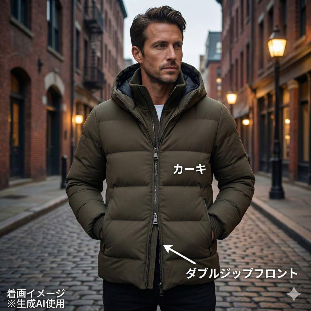 AKM Contemporary ダウンジャケット M カーキ 美品 フード付