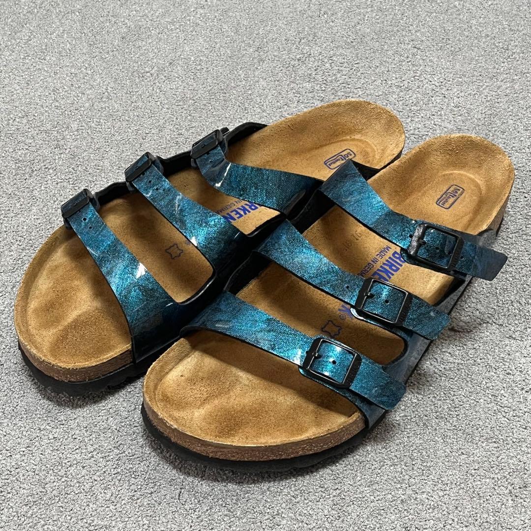 メタリック調ブルー/3バックル/ドイツ製 43 BIRKENSTOCK