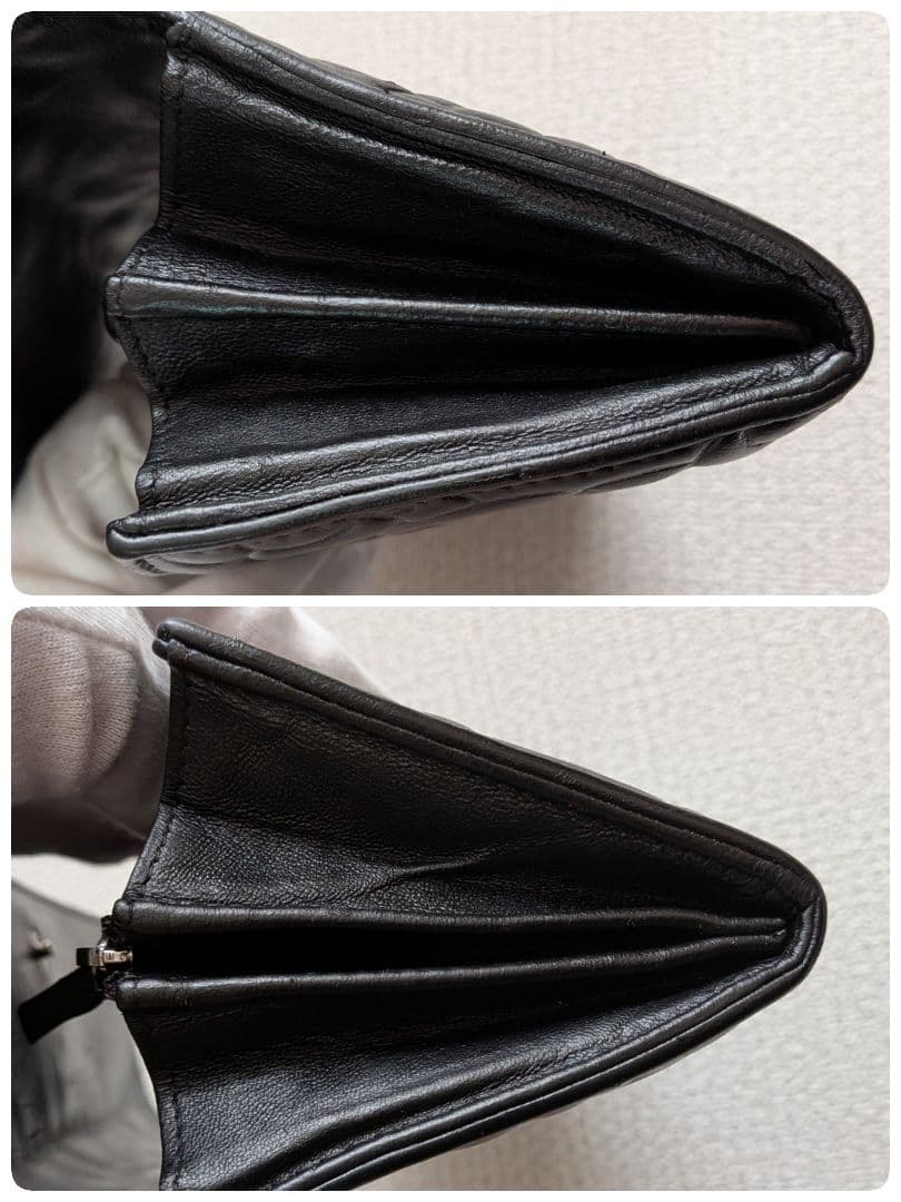 シャネル　フラワーココ型押し長財布　黒　ラムスキン　ショルダー　チェーン