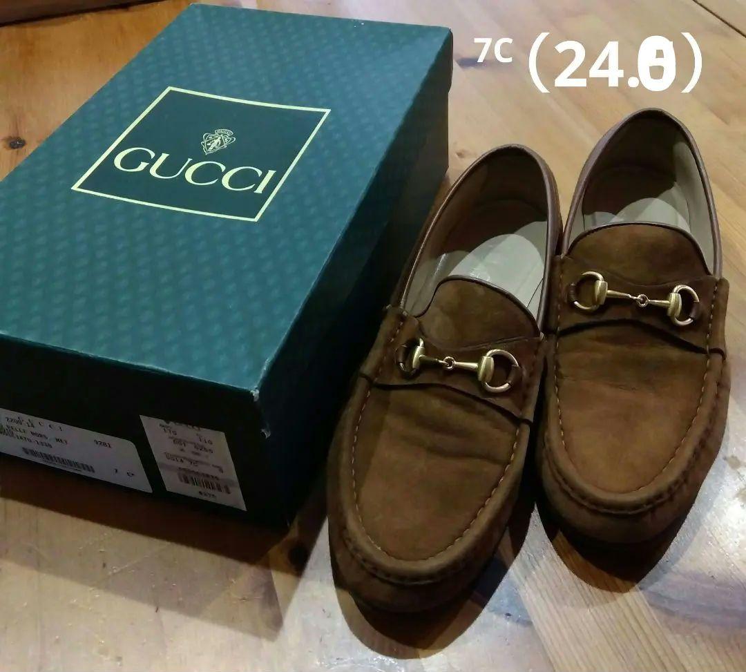 GUCCI グッチ ビットローファー スエード ブラウン レディース37c