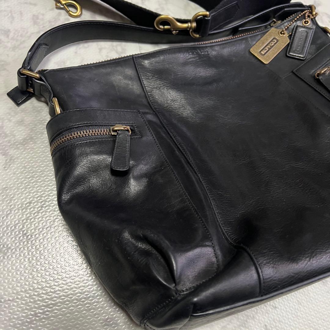 コーチ　71039 レザー　黒　2way ショルダーバック