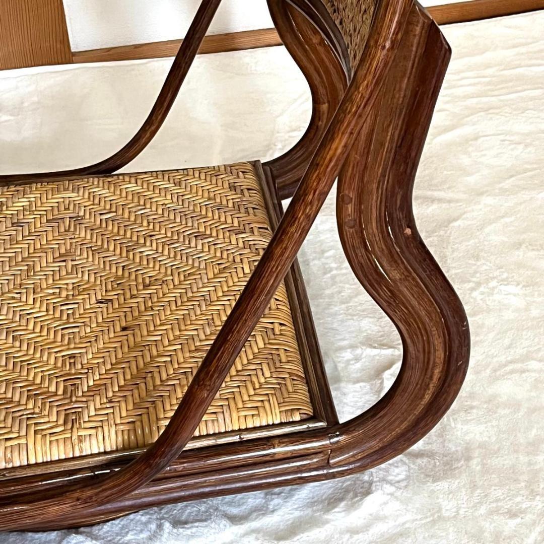 ラタン 回転座椅子 レトロ　ヴィンテージ　ラタンチェア　ロータイプ　2脚セット