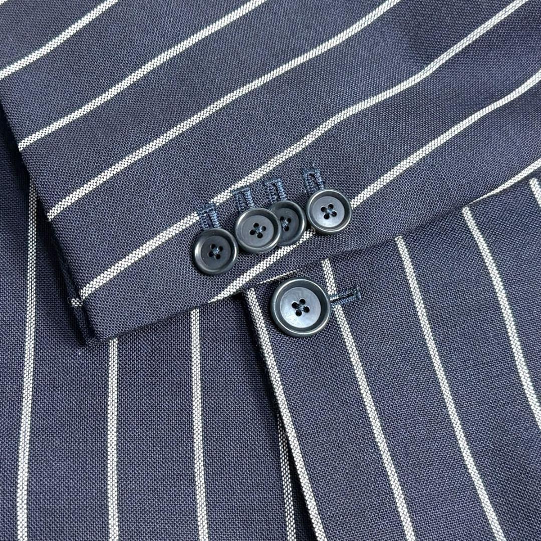 J6451超美品 デペトリロ Napoliチョークストライプジャケット 紺 50