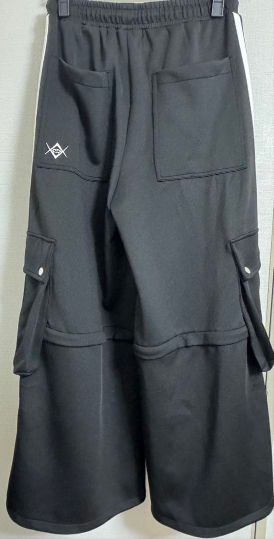 REFLEM 2WAYワイドカーゴトラックパンツ ブラック×ホワイト