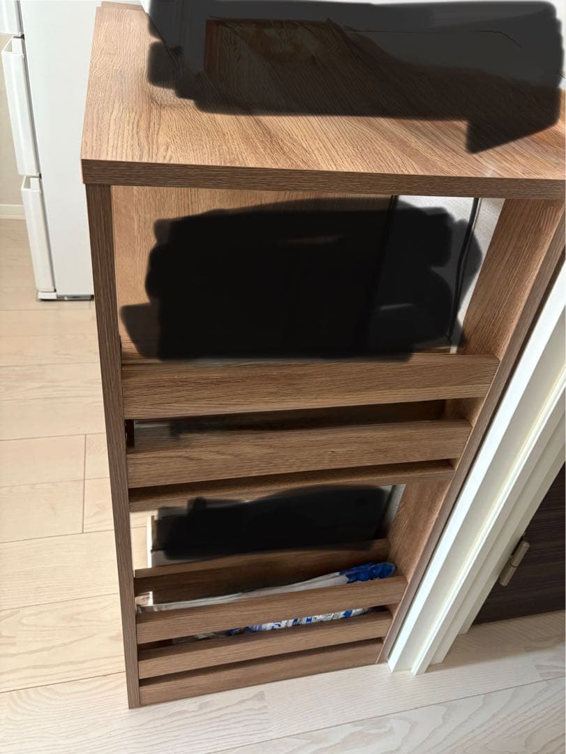 [ぬん]LOWYA 伸縮式キッチンカウンター 食器棚 木目調