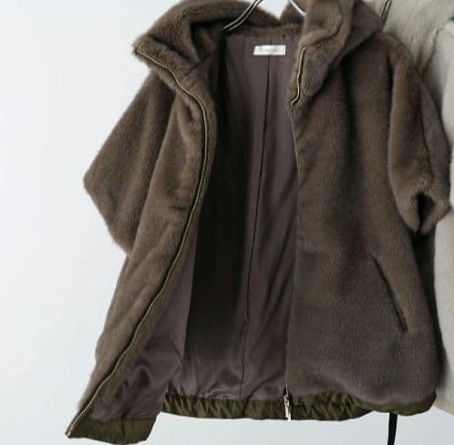 Eimee Law スタンドネックミンクファージャケットコート モカブラウン