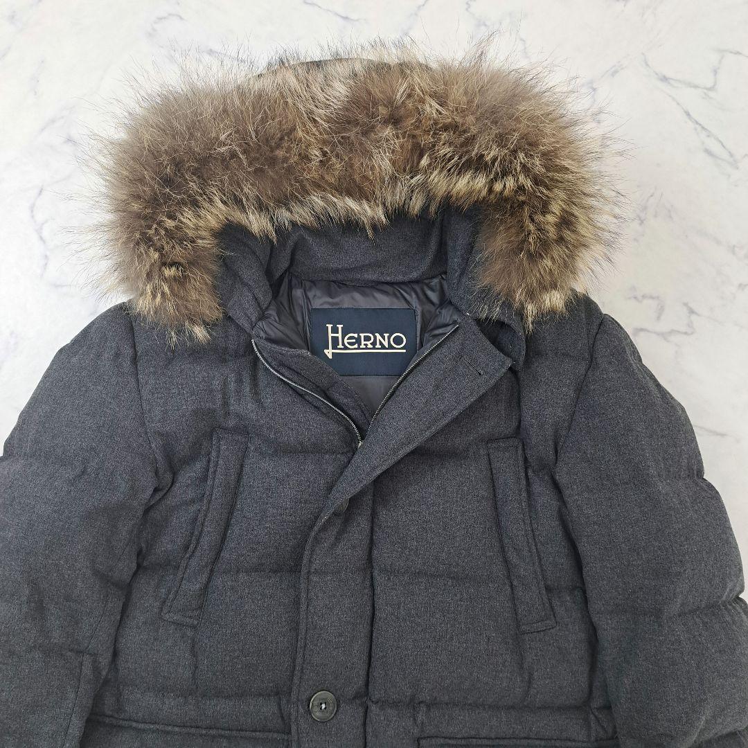 HERNO ヘルノ サイズ50 ダウンジャケット ウール ファー フード XL
