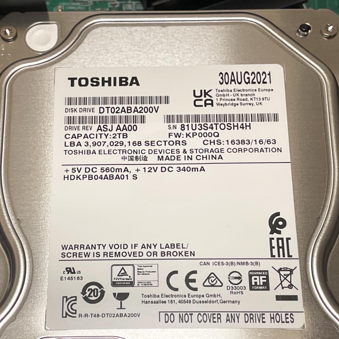 【未使用】東芝 DT02ABA200V 2TB 3.5インチ HDD