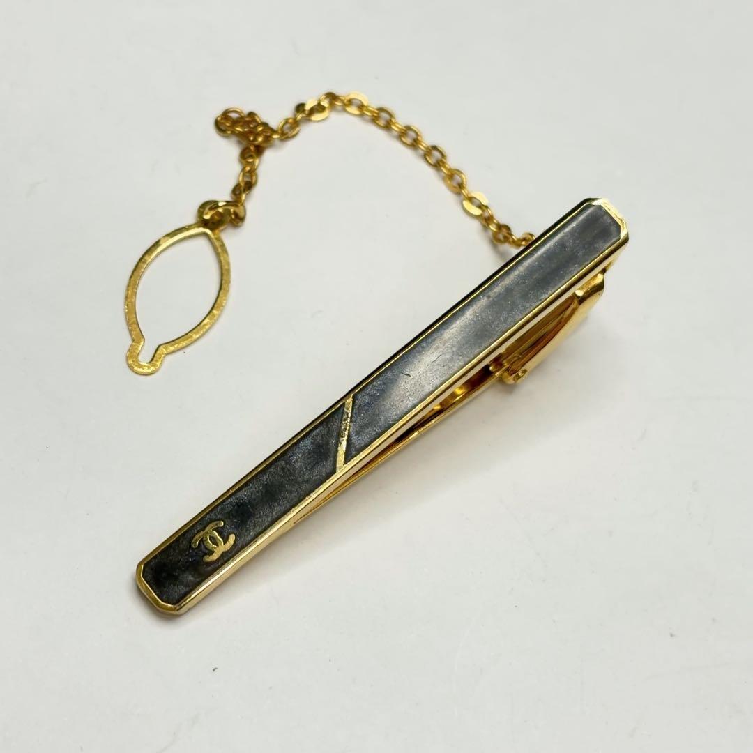 CHANEL ネクタイピン ヴィンテージ 24KGF ココマーク グレー系