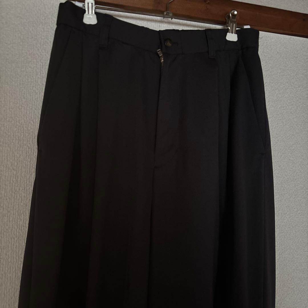 パンツ WOOL WIDE TUCK PANTS/CHACOAL BROWN