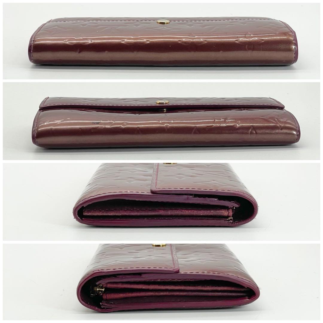 ルイヴィトン　ポルトフォイユ　サラ　ヴェルニ　モノグラム　パープル　長財布