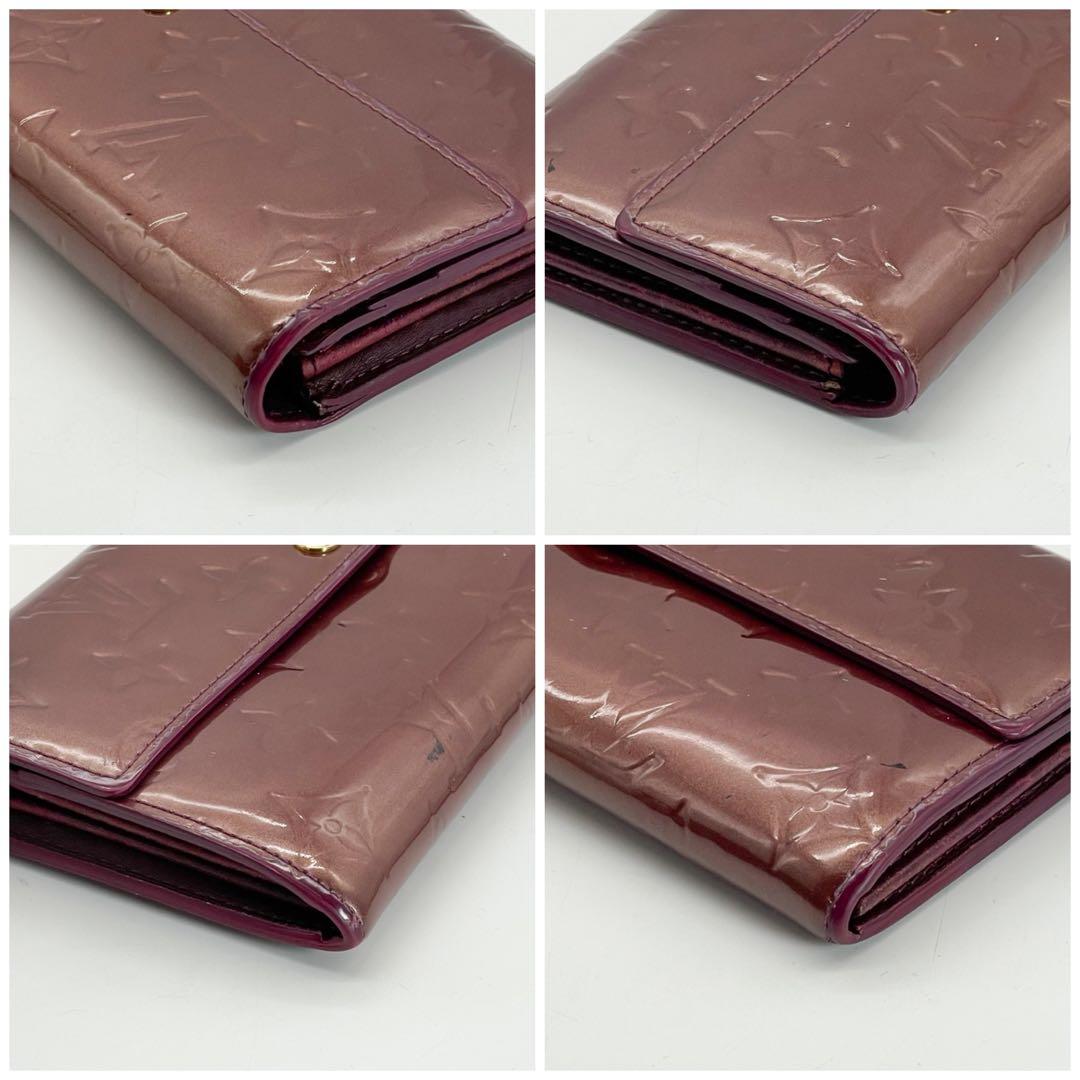 ルイヴィトン　ポルトフォイユ　サラ　ヴェルニ　モノグラム　パープル　長財布