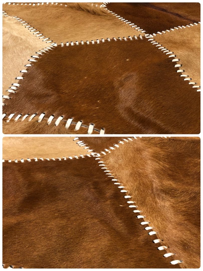 カウラグ パッチワーク 大判 ラグ カウハイドレザー 本革 ミッドセンチュリー