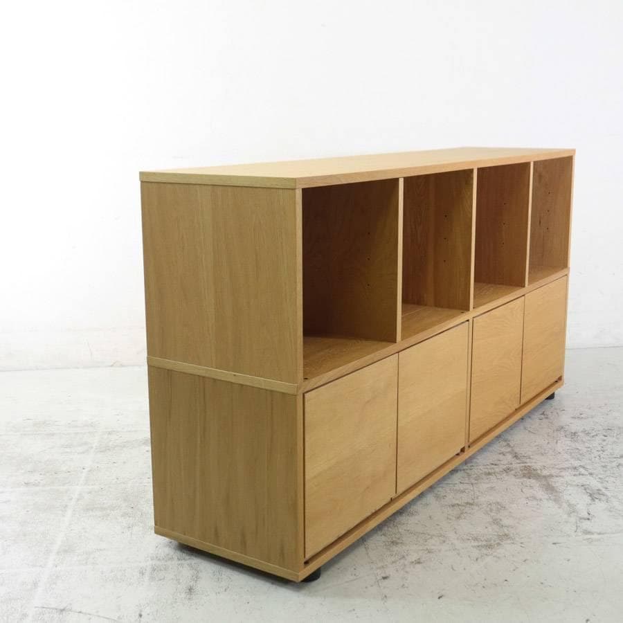値下無印良品 スタッキングキャビネット 木製ドア 幅162cm オーク材テレビ台
