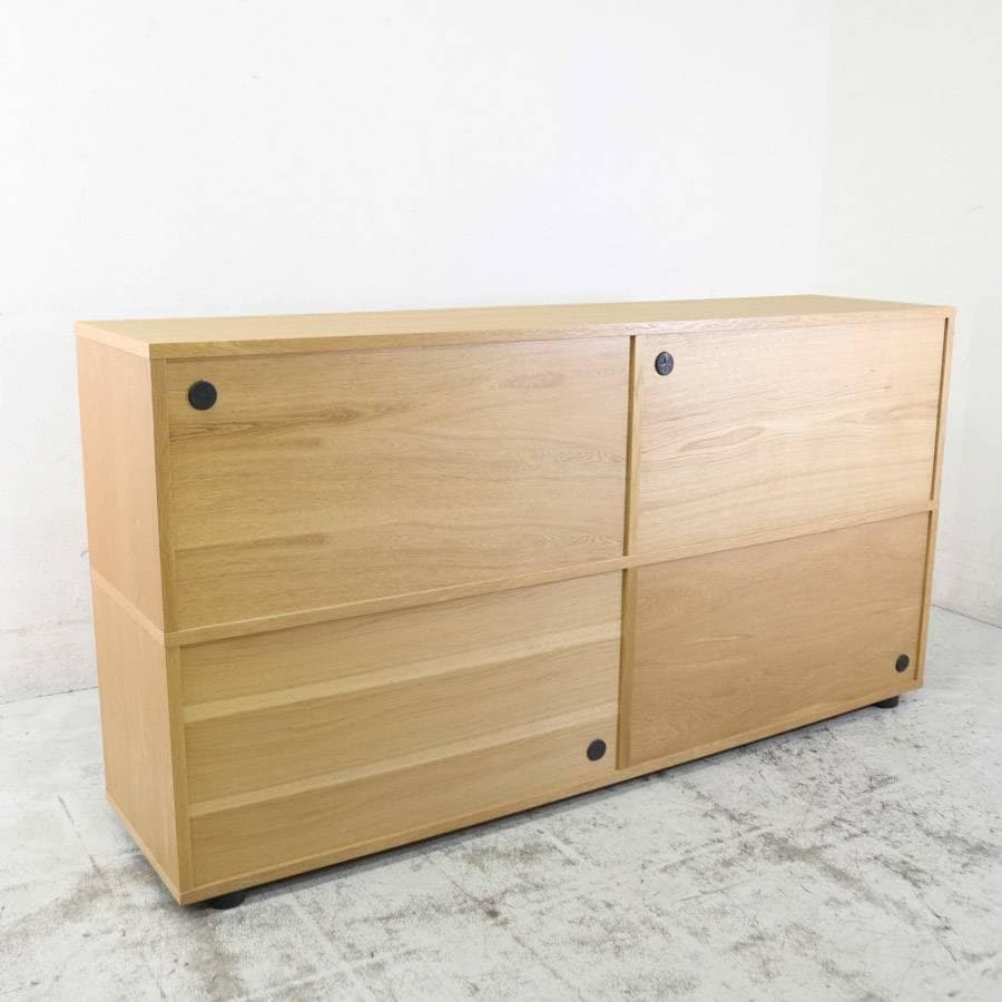 値下無印良品 スタッキングキャビネット 木製ドア 幅162cm オーク材テレビ台