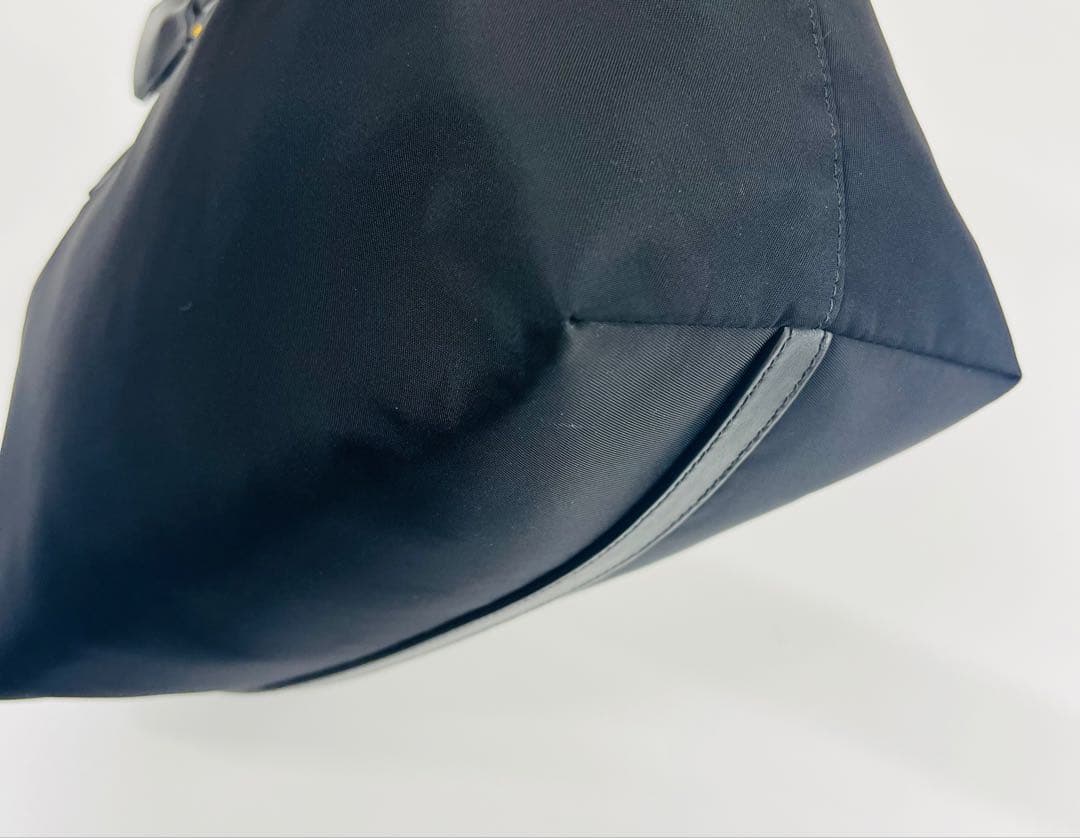 【美品】PRADA 黒 ナイロン レザー ハンドバッグ 2WAYショルダー付