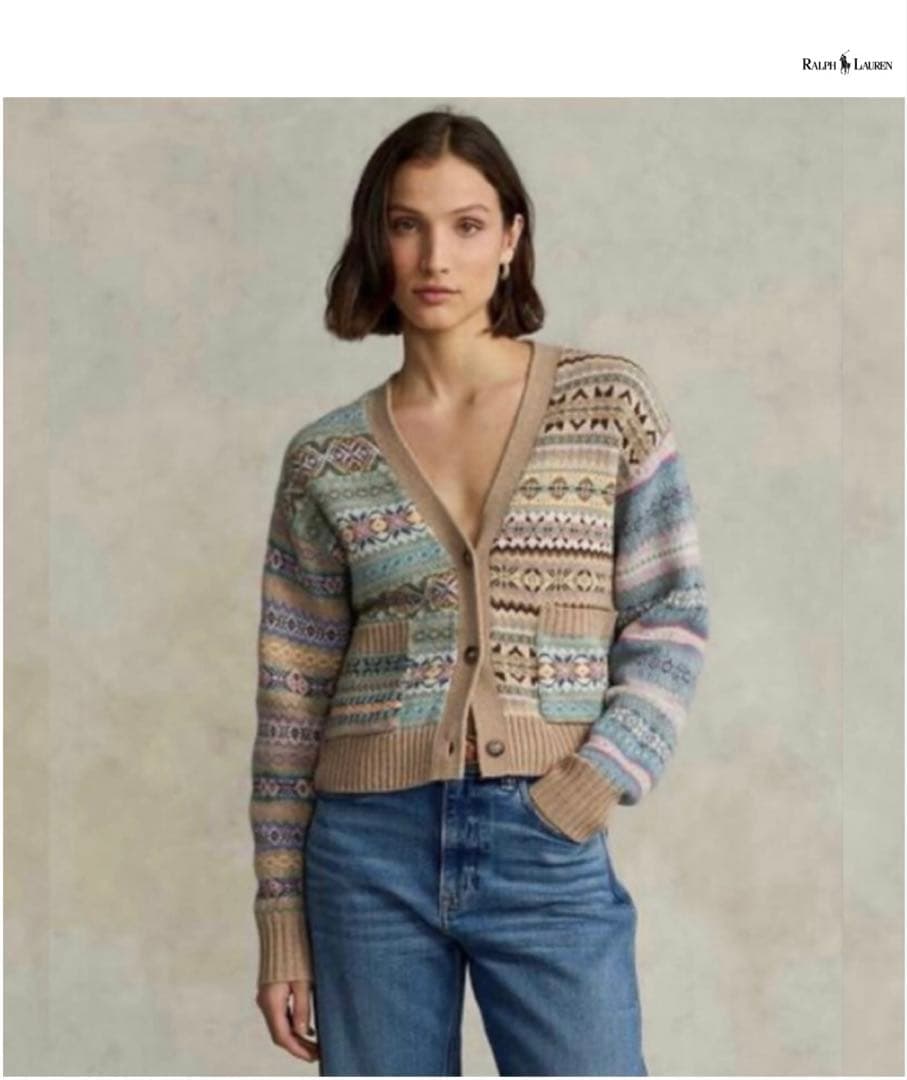 即完売品⭐︎美品⭐︎ラルフローレン⭐︎パネルド フェア アイル Vネック カーディガン