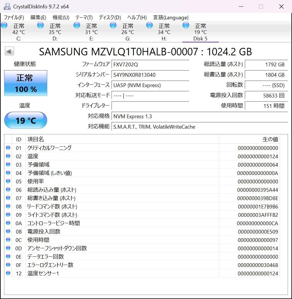 内蔵型SSD SAMSUNG NVMe SSD 1TB Gen3