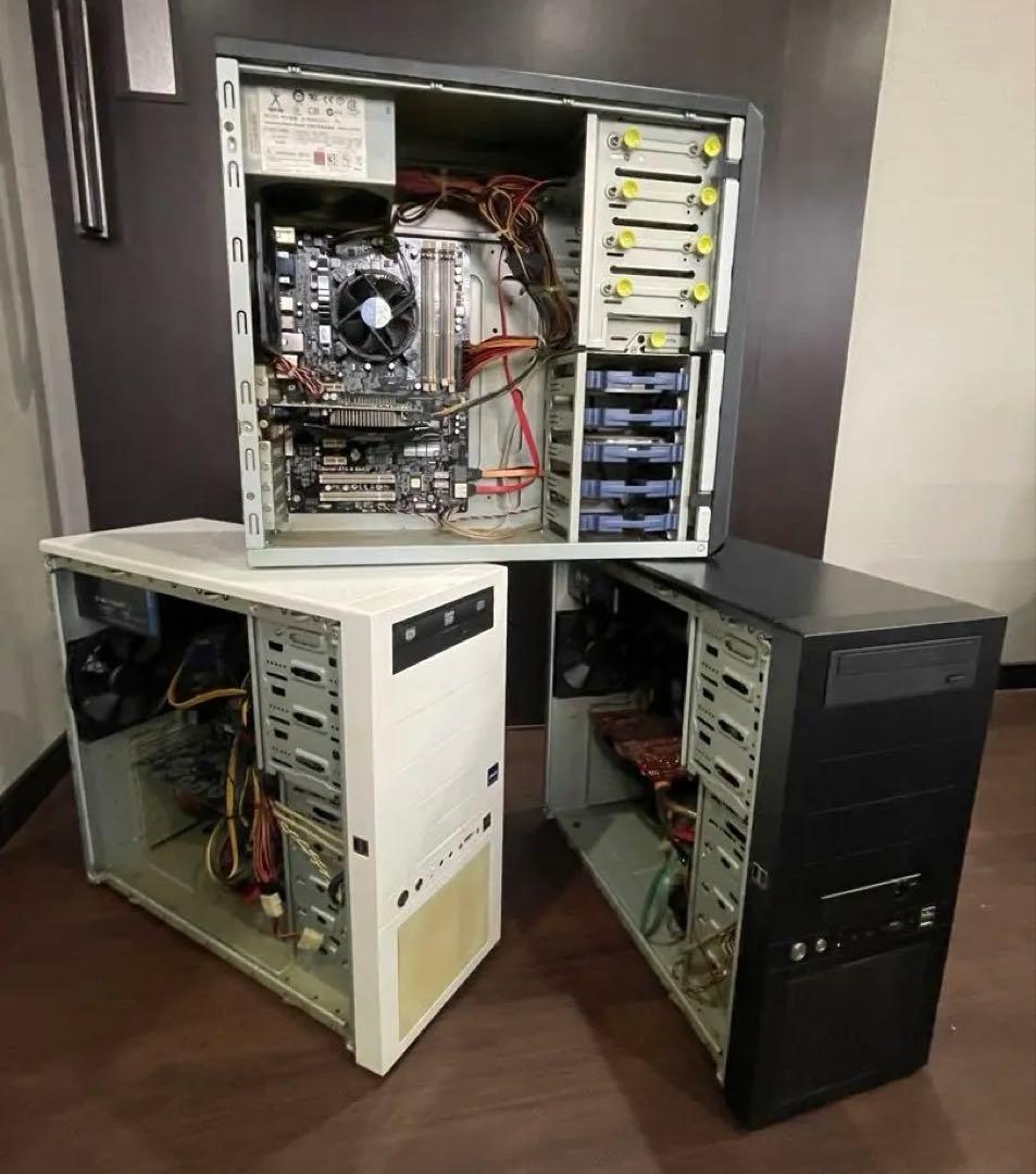 自作 PC デスクトップ タワー ケース 3セット （ 内部パーツ付 ） LED